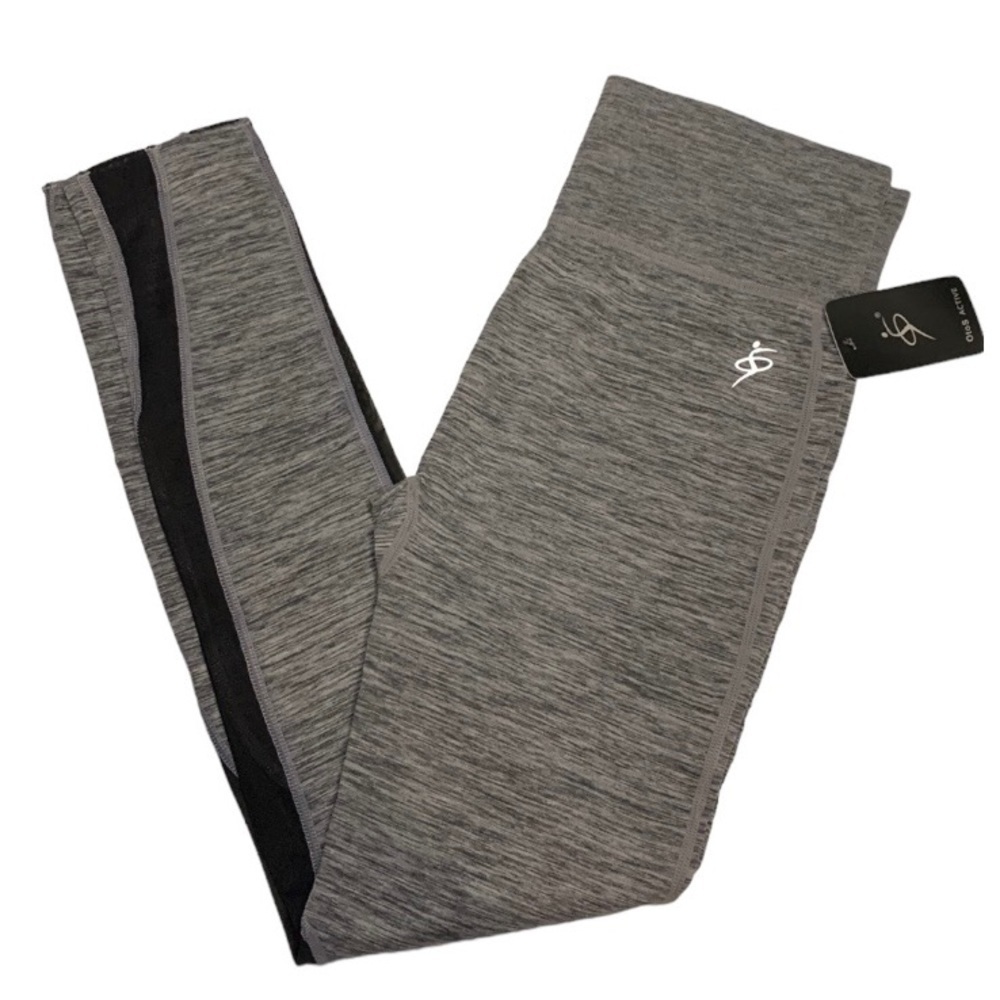 Two-Tone Charcoal and Black Dri-Fit Workout Leggings w/ Mesh Cutouts, [Sz L/XL]